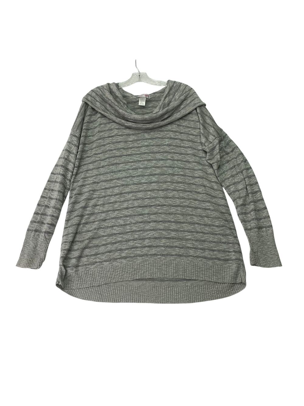 Sweet & Sinful Womens XXL Silver Shimmer 2XL Cowl Neck Oversized Sweater Tunic